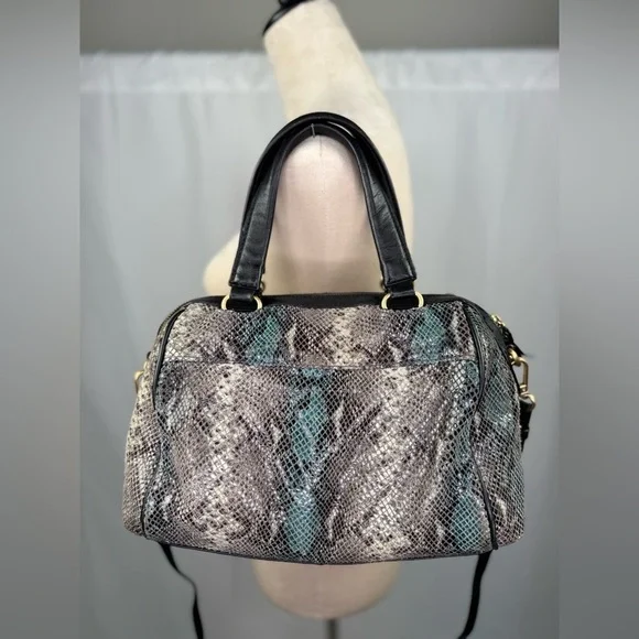 Tahari Leather Snake Print Satchel - Picture 2 of 9